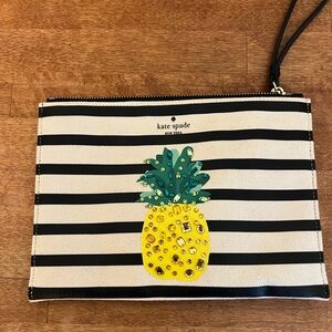 Kate Spade “By the Pool” Pineapple canvas wristlet Clutch